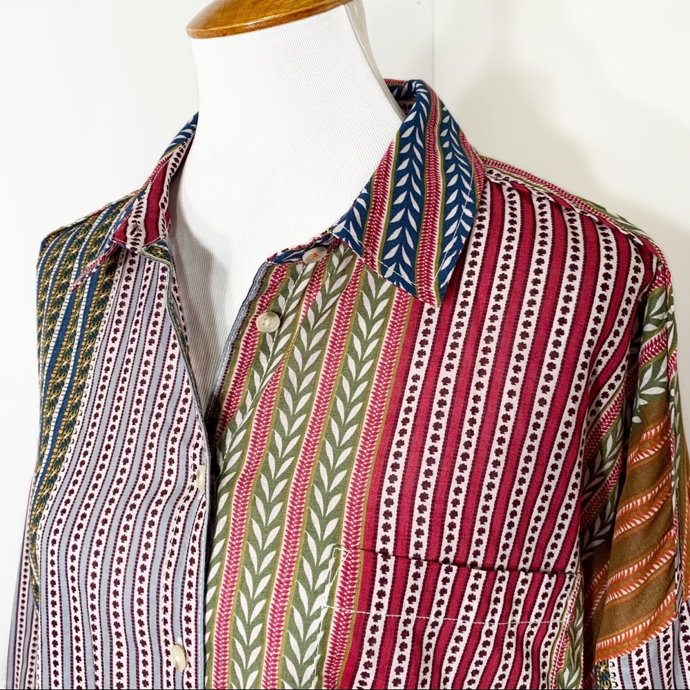 SOLD-Anthropologie Colorful Motif Printed Boho Oversized Buttondown Tunic - Picture 3 of 11